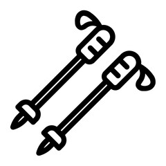 Ski Sticks line Icon