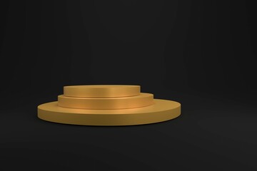 Golden podium on a dark background, 3d rendering