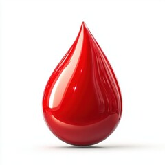 Obraz premium glossy red liquid droplet, resembling nail polish, isolated on a pure white background