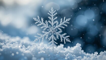 Intricate Snowflake in Winter Snowdrift