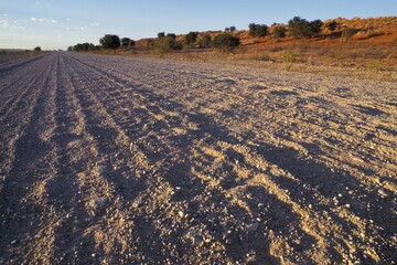 Bad road gravel road washboard road in Namibia