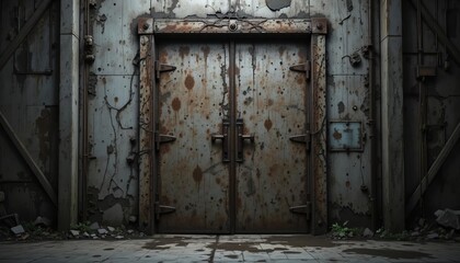 Rusty Double Doors in Decaying Structure