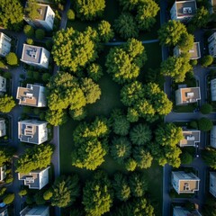 Green Urban Harmony: Aerial View of a Lush Cityscape