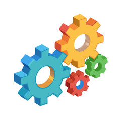 3D Cartoon Gears Illustration