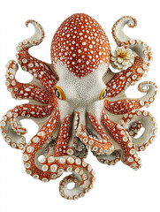 Obraz premium Red-spotted octopus, detailed sculpture, intricate tentacles.