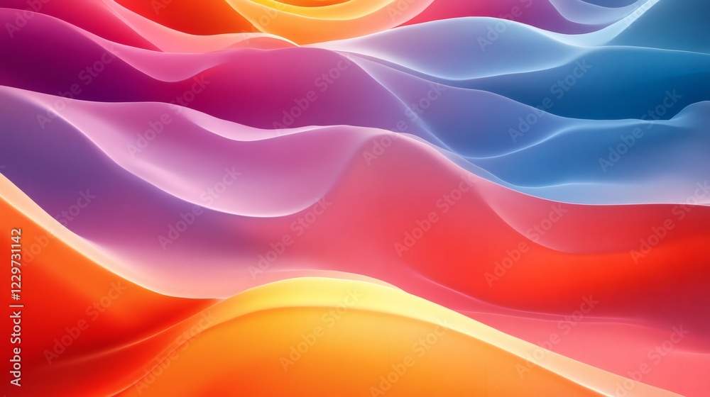 Poster modern 3d art design featuring abstract shapes flowing lines with rich color gradients creating a vi