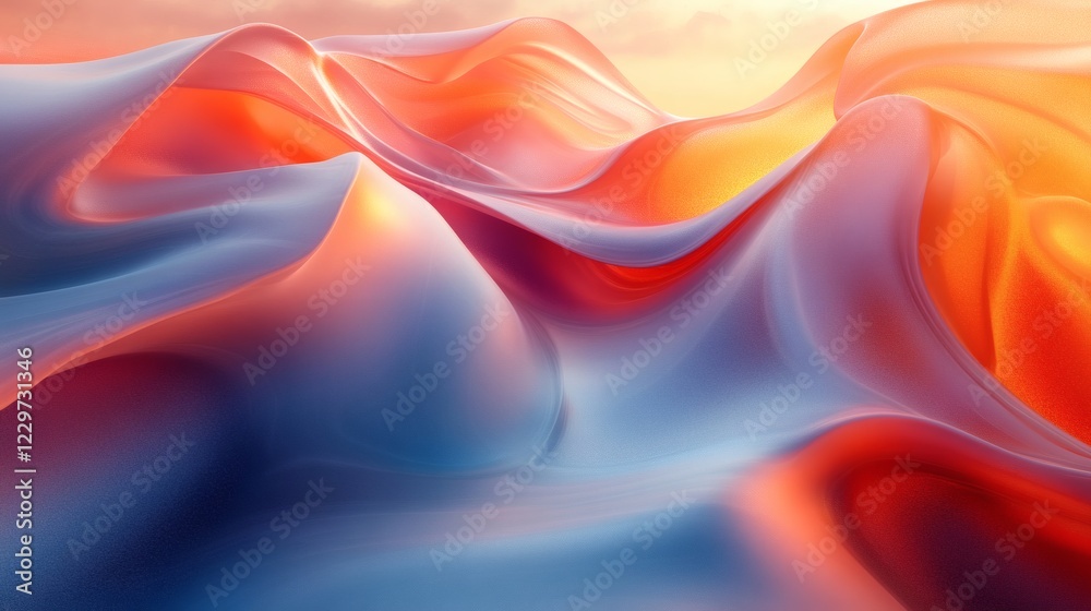 Poster modern 3d art design featuring abstract shapes flowing lines with rich color gradients creating a vi