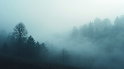 Fototapeta premium Forest in fog and smoke, Generative AI