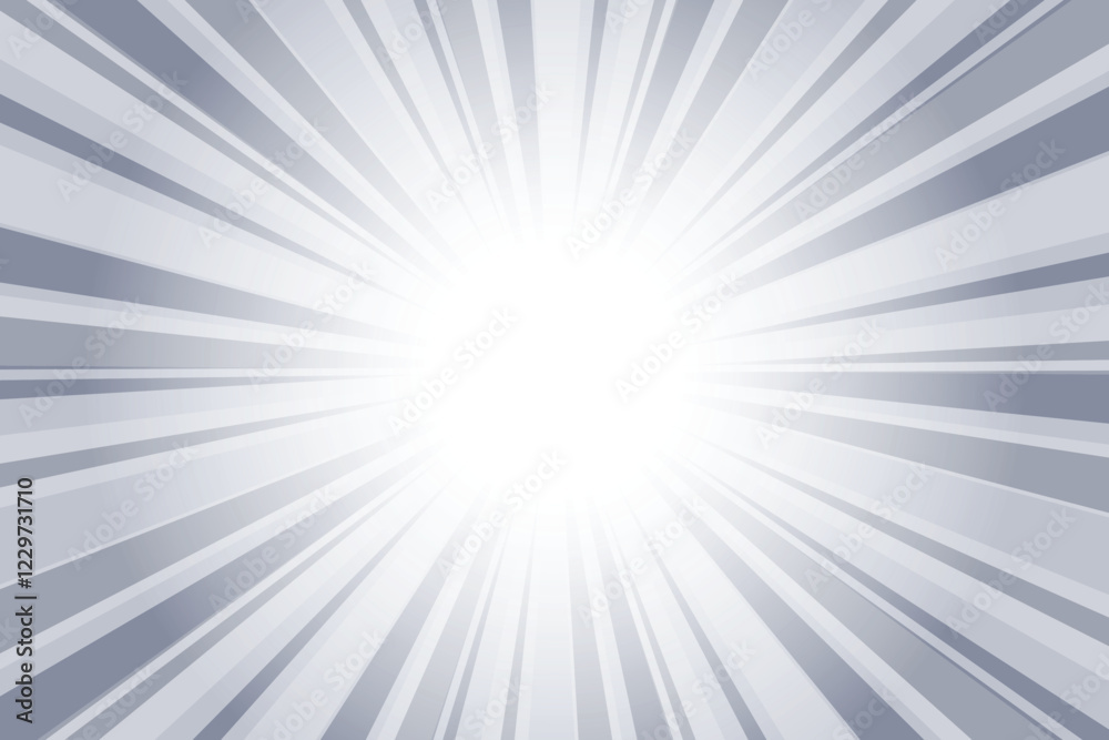 Poster Gray background with white sun ray. Pattern of starburst. Abstract pewter metallic gray texture sunburst. Radial beam of sunlight. Retro background with flash.  sunburst flare background design.