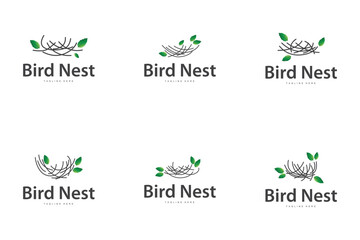 Bird's Nest Logo, Simple Bird House Illustration Templet Design Vector