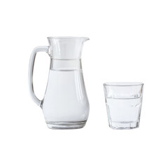 Jug and glass with water isolated on transparent background 