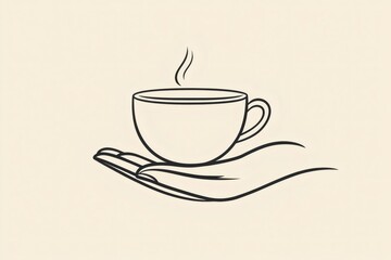 Obraz premium Hand holding steaming cup of coffee or tea