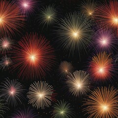 Naklejka premium Vibrant and colorful fireworks erupting in the night sky, adding a festive and joyful atmosphere, AI generated
