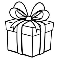 Outlined gift box with a beautifully tied bow