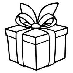 Outlined gift box with a beautifully tied bow