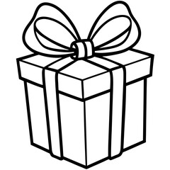 Outlined gift box with a beautifully tied bow