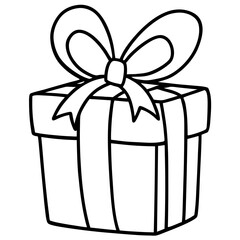 Outlined gift box with a beautifully tied bow