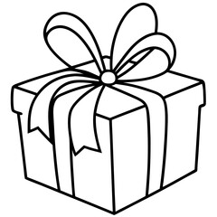 Outlined gift box with a beautifully tied bow
