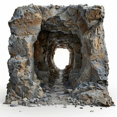 Tunnel through a mountain leading to bright light, symbolizing hope, new beginnings, and overcoming challenges