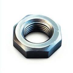 nut threaded onto a bolt, centered on a clean white background