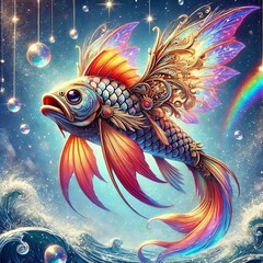 Glimmerwings A flying fish with wings that shimmer like rainbows