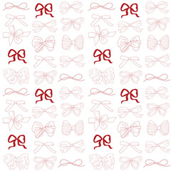 Vector seamless graphic pattern with trendy red bows and ribbon. Perfect for textile, fabric, paper and more