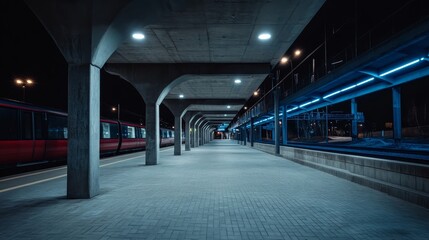 Nighttime photo of highspeed maglev train in smart city