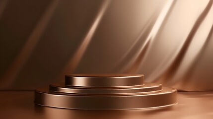 Chocolate brown circular podium platform, mockup for product representation