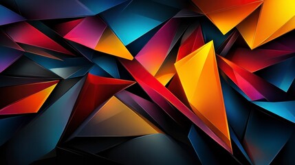 Obraz premium Abstract Dark Background Featuring Geometric Shapes and Colorful Gradients in a Dynamic Graphic Composition