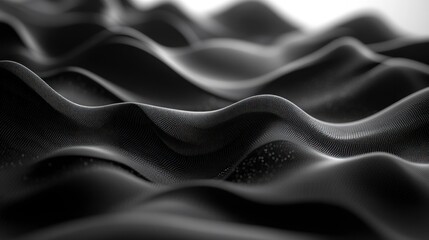 Obraz premium Luxurious Abstract Illustration of Black Waves in Soft Textured Fabric Showcasing Fluid Motion and Depth in Design