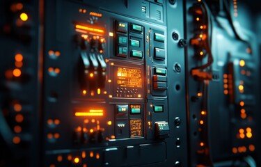 Naklejka premium Futuristic Control Panel: Sci-Fi Technology Interface