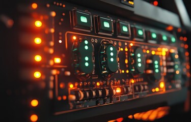 Futuristic Control Panel: A Close-Up View of  Advanced Technology