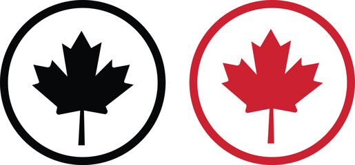 maple leaves icon collection. Maple leaf icon set. red and black maple leaf canada icon.  vector illustration