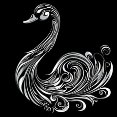 Fototapeta premium Ornate Swan Silhouette Design