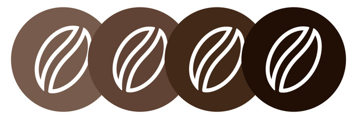 Coffee thin white line in dark circle. Coffee beans icon. Coffee beans icon.