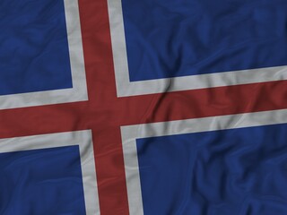 Fototapeta premium Closeup of Ruffled Iceland flag, Fabric Ruffled Flag Background
