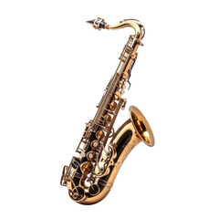 Shine of a saxophone on a black background with artistic flair