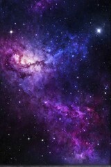Obraz premium Purple and blue nebula within the galaxy dotted with bright stars, AI generated