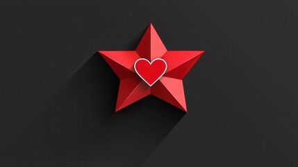 Red Star with Heart Shape Design Abstract Background Image for Love and Romance
