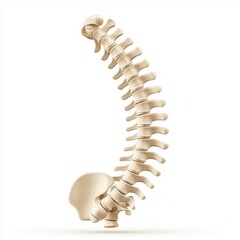 human spine with detailed vertebrae and a natural curve, isolated on a clean white background