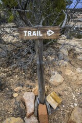 Signpost, Direction sign, Hiking trail, Trail, Natural Bridges National Monument, Utah, USA, North America