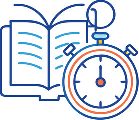 Fast Learning Concept: Stopwatch and Open Book Graphic
