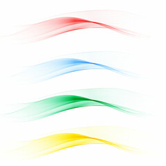 Set of colored waves. Abstract Red, blue, green, yellow. Element for decoration. Eps 10