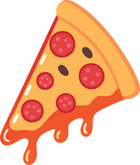 Delicious Pizza Slice Vector: Cheesy Pepperoni Illustration