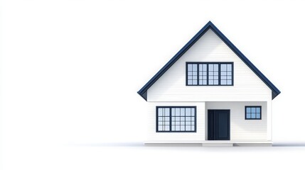 Modern White House Exterior Design with Dark Blue Roof and Windows A Stylish Home Model