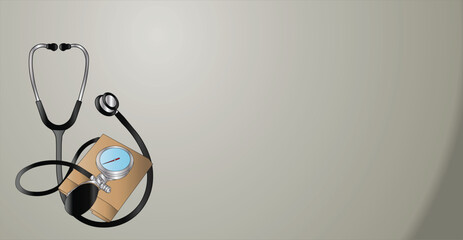 medical background with sphygmomameter and stethoscope.