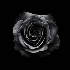 Close-up grayscale rose on black background