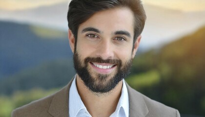 AI generated, human, people, man, men, bearded, love, affection, tenderness, family, Italian, 35, 40, years, attractive, attractive, one person, portrait, frontal, beautiful eyes, beautiful teeth, well-groomed, well-groomed man, smile, Italy, dark-haired, Italian man, Europe
