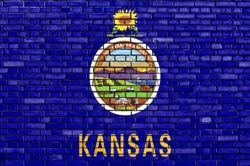 Flag of Kansas painted on brick wall