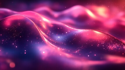 Obraz premium Neon wave background combined abstract 3D magenta shapes and smooth glass elements creating a unique and vibrant art design